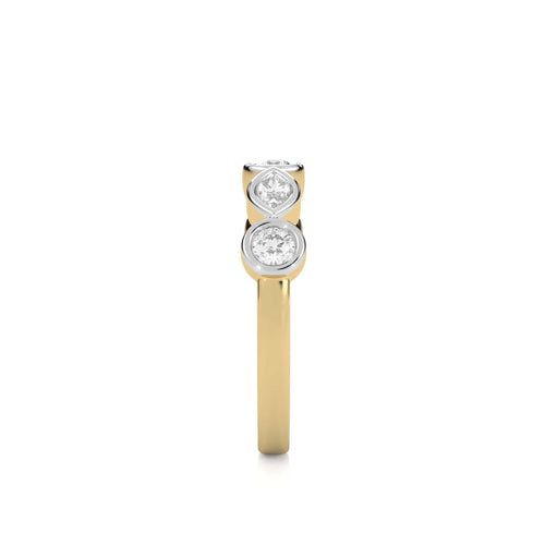 3/4 CT. Marquise and Round Natural Diamond Bezel Set Wedding Band