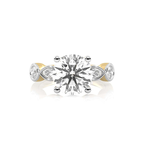 3 CT. Round and Marquise Natural Diamond Engagement Ring