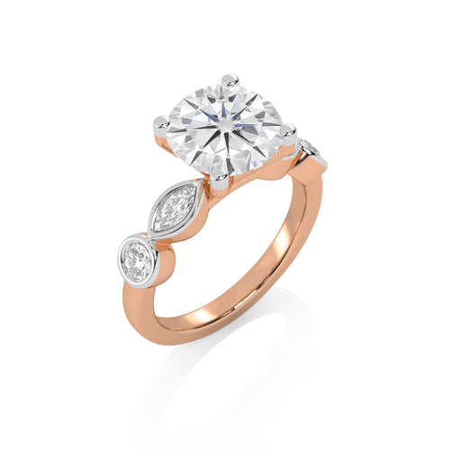 3 CT. Round and Marquise Lab Created Diamond Engagement Ring