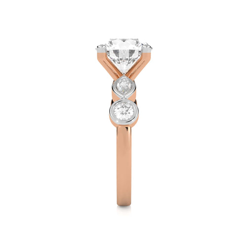 3 CT. Round and Marquise Natural Diamond Engagement Ring