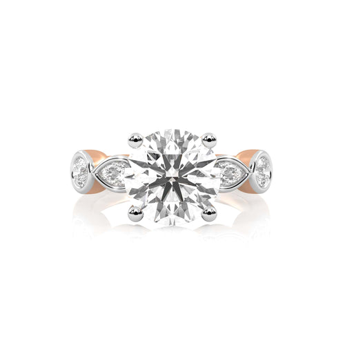 3 CT. Round and Marquise Natural Diamond Engagement Ring