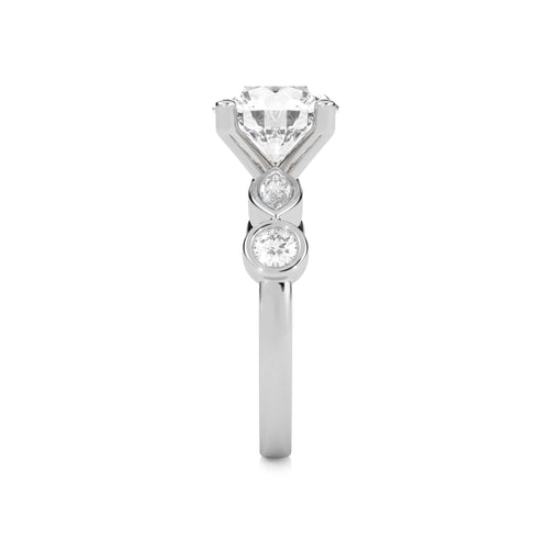 3 CT. Round and Marquise Natural Diamond Engagement Ring