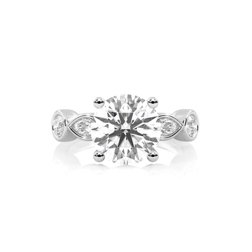 3 CT. Round and Marquise Natural Diamond Engagement Ring