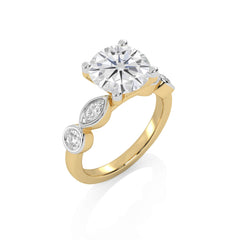 3 CT. Round and Marquise Natural Diamond Engagement Ring