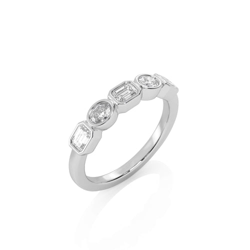 5/8 CT. Emerald Cut and Oval Shape Natural Diamond Wedding Band