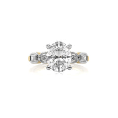 3 CT. Oval and Emerald Cut Natural Diamond Engagement Ring