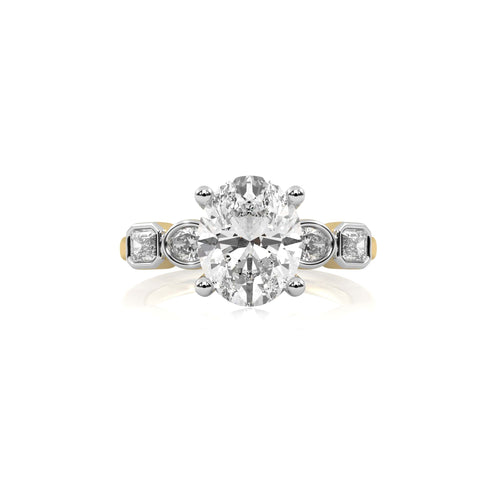 3 CT. Oval and Emerald Cut Natural Diamond Engagement Ring