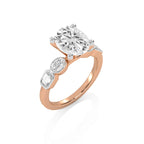 3 CT. Oval and Emerald Cut Natural Diamond Engagement Ring