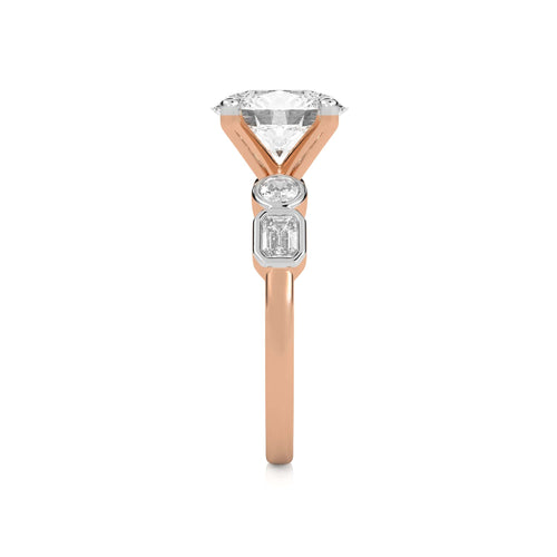 3 CT. Oval and Emerald Cut Natural Diamond Engagement Ring