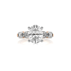3 CT. Oval and Emerald Cut Natural Diamond Engagement Ring