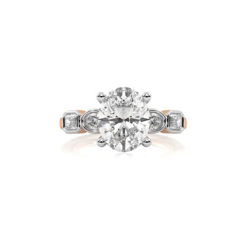 3 CT. Oval and Emerald Cut Natural Diamond Engagement Ring