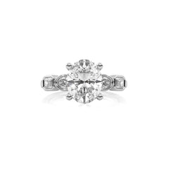 3 CT. Oval and Emerald Cut Natural Diamond Engagement Ring
