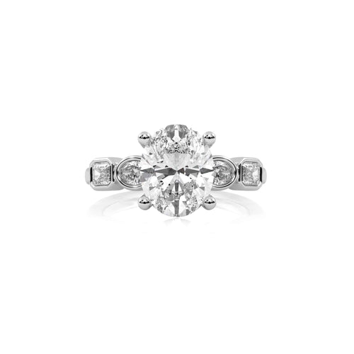 3 CT. Oval and Emerald Cut Natural Diamond Engagement Ring