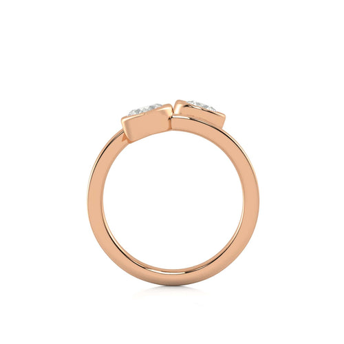 1 CT. Heart and Round Bezel Set Natural Diamond Two Stone Engagement Ring