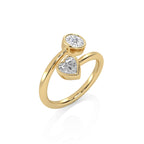 1 CT. Heart and Round Bezel Set Natural Diamond Two Stone Engagement Ring