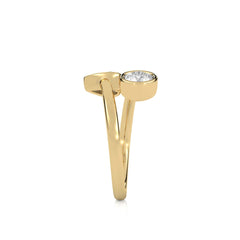 1 CT. Heart and Round Bezel Set Natural Diamond Two Stone Engagement Ring