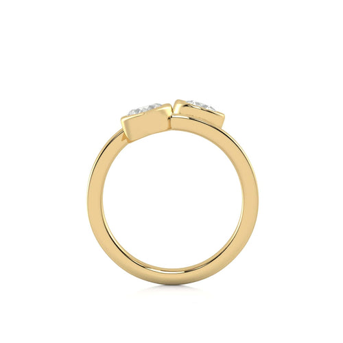1 CT. Heart and Round Bezel Set Natural Diamond Two Stone Engagement Ring