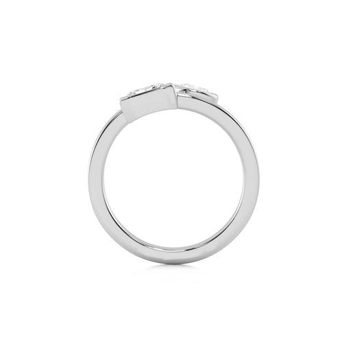 1 CT. Oval and Emerald Cut Bezel Set Natural Diamond Two Stone Engagement Ring