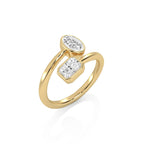 1 CT. Oval and Emerald Cut Bezel Set Natural Diamond Two Stone Engagement Ring