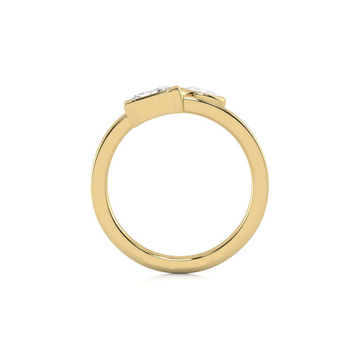 1 CT. Oval and Emerald Cut Bezel Set Natural Diamond Two Stone Engagement Ring