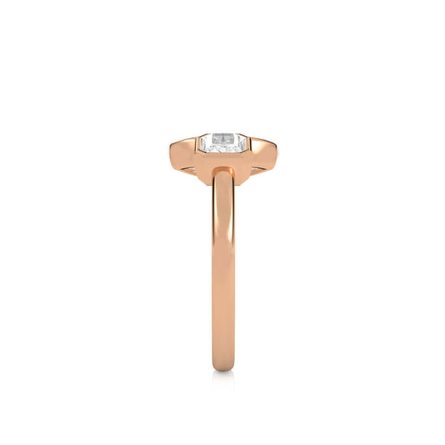 1 CT. Marquise and Emerald Cut and Bezel Set Natural Diamond Two Stone Engagement Ring