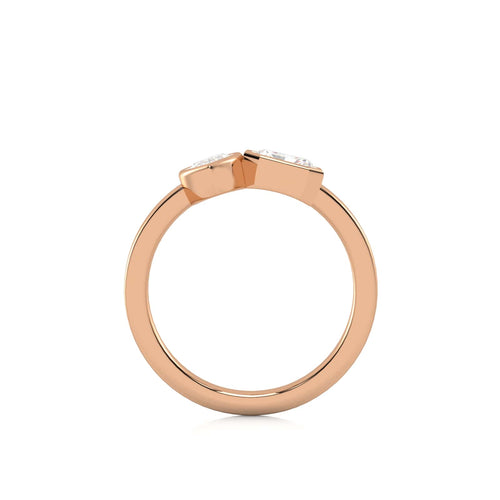 1 CT. Marquise and Emerald Cut and Bezel Set Natural Diamond Two Stone Engagement Ring