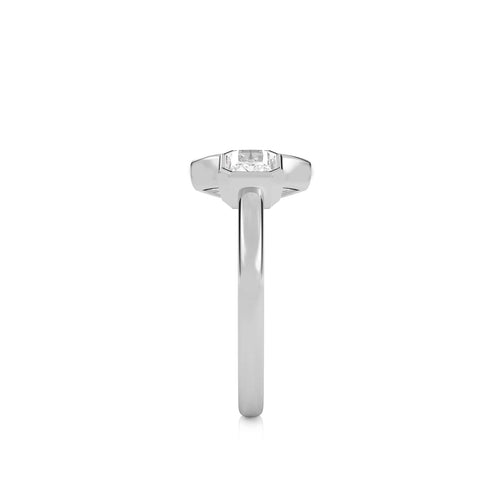 1 CT. Marquise and Emerald Cut and Bezel Set Natural Diamond Two Stone Engagement Ring