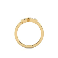 1 CT. Marquise and Emerald Cut and Bezel Set Natural Diamond Two Stone Engagement Ring