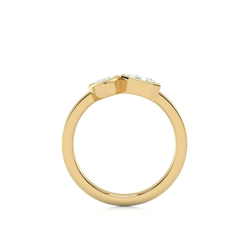 1 CT. Marquise and Emerald Cut and Bezel Set Natural Diamond Two Stone Engagement Ring