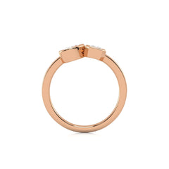 1  CT. Oval and Emerald Cut Bezel Set Natural Diamond Two Stone Engagement Ring