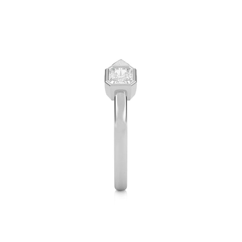 1 CT. Pear and Emerald Cut Bezel Set Natural Diamond Two Stone Engagement Ring