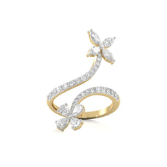 1 1/4 CT. Marquise, Pear and Round Natural Diamond Vine Ring