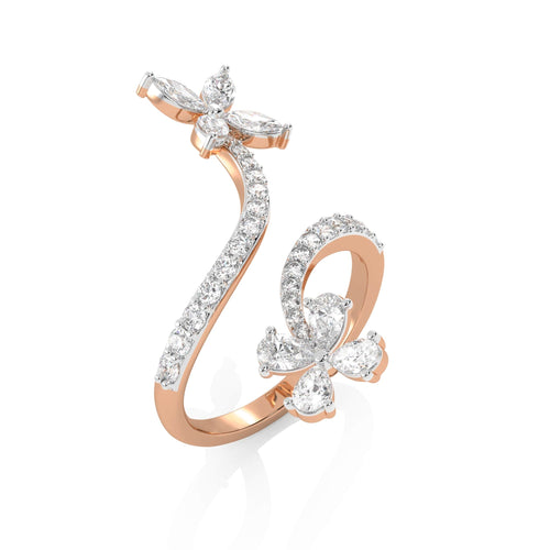 1 1/4 CT. Marquise, Pear and Round Natural Diamond Vine Ring