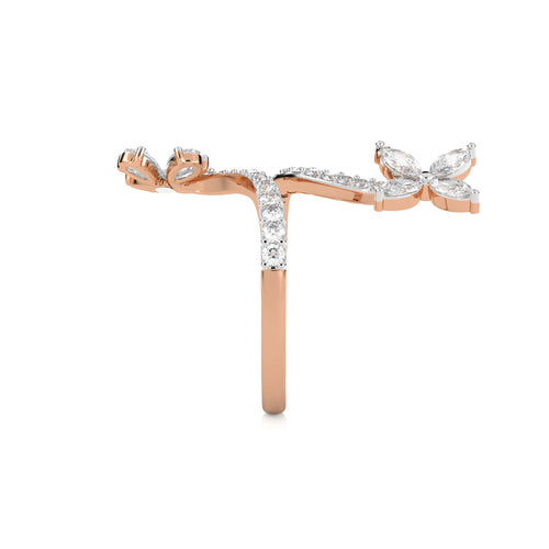 1 1/4 CT. Marquise, Pear and Round Natural Diamond Vine Ring