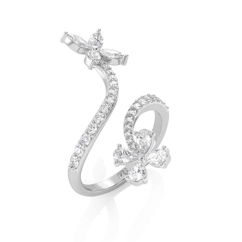 1 1/4 CT. Marquise, Pear and Round Natural Diamond Vine Ring