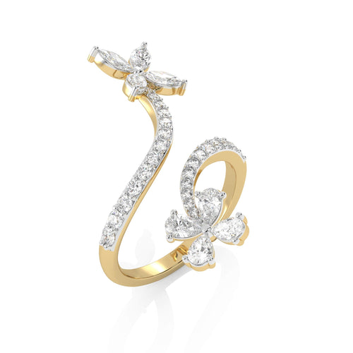 1 1/4 CT. Marquise, Pear and Round Natural Diamond Vine Ring