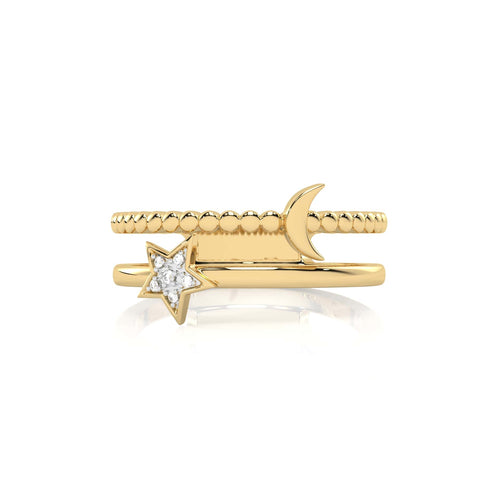 1/10 CT. Lunar Spark Round Natural Diamond Star & Moon Ring