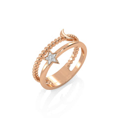 1/10 CT. Lunar Spark Round Natural Diamond Star & Moon Ring