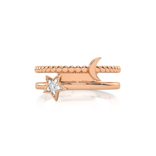 1/10 CT. Lunar Spark Round Natural Diamond Star & Moon Ring