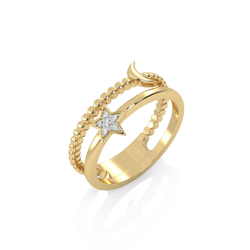 1/10 CT. Lunar Spark Round Natural Diamond Star & Moon Ring