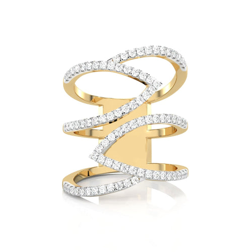 1/2 CT. Round Natural Diamond Eclipse Wave Ring