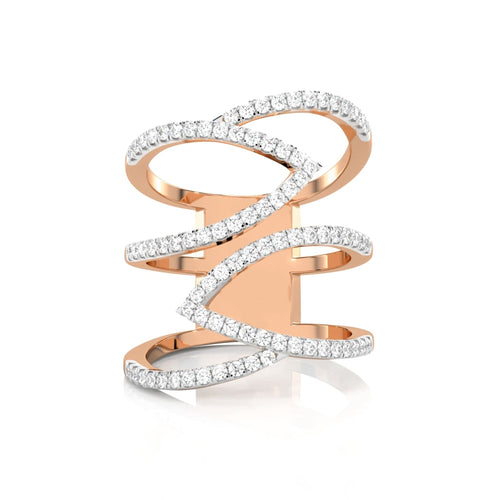 1/2 CT. Round Natural Diamond Eclipse Wave Ring