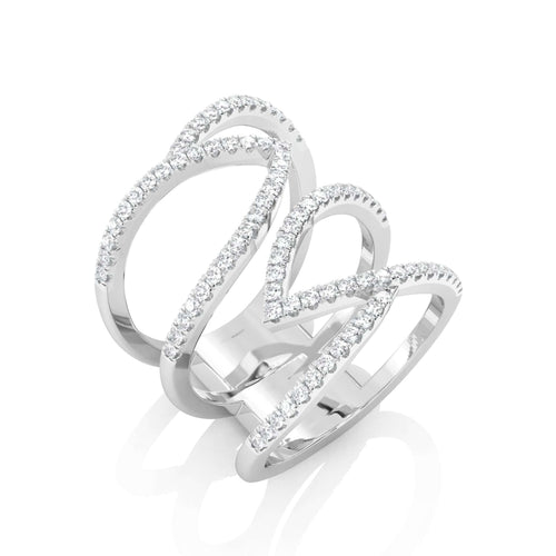 1/2 CT. Round Natural Diamond Eclipse Wave Ring