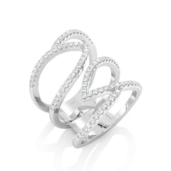 1/2 CT. Round Natural Diamond Eclipse Wave Ring