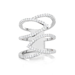 1/2 CT. Round Natural Diamond Eclipse Wave Ring