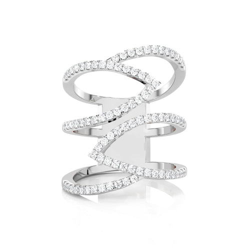 1/2 CT. Round Natural Diamond Eclipse Wave Ring