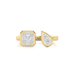 1/2 CT. Two headed Princess, Baguette and Round Natural Diamond Ring