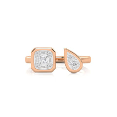 1/2 CT. Two headed Princess, Baguette and Round Natural Diamond Ring