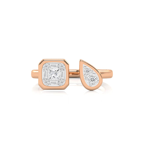 1/2 CT. Two headed Princess, Baguette and Round Natural Diamond Ring