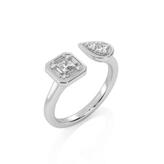 1/2 CT. Two headed Princess, Baguette and Round Natural Diamond Ring